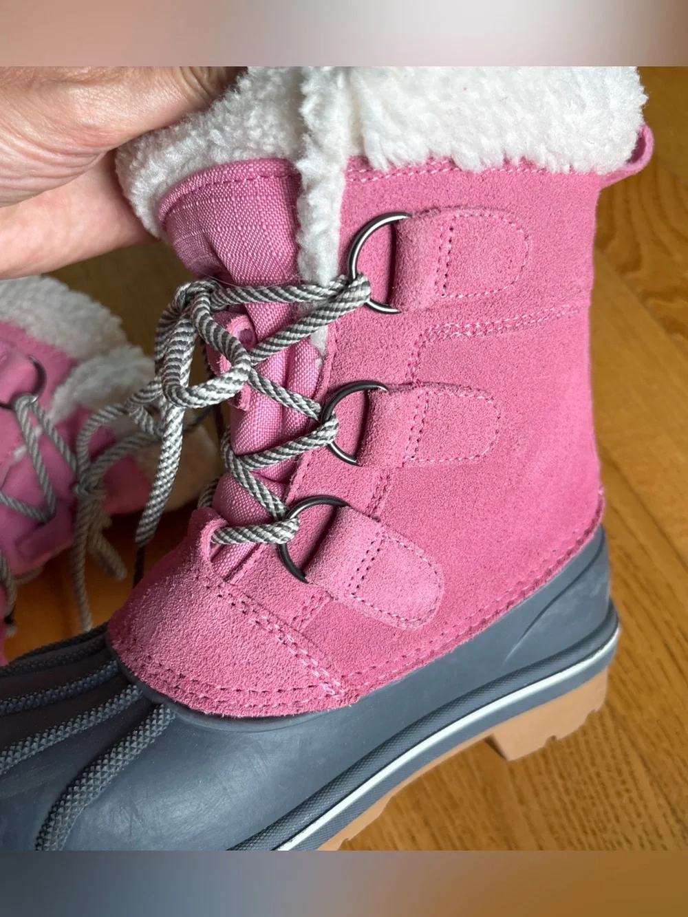 Cat & Jack kit Snow Boots Winter Pink White Gray WaterproofToddler Girls Size 13